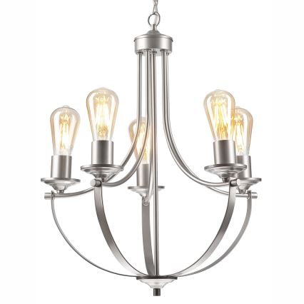 Lámpara colgante con cadena GINA 5xE27/60W/230V cromo mate