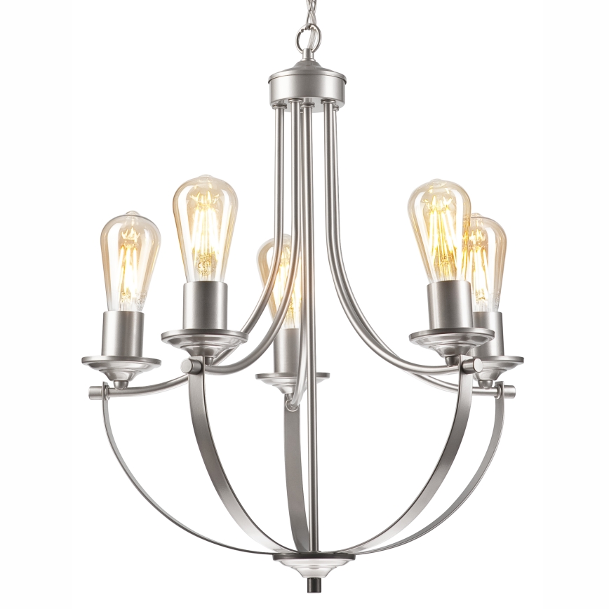 Lámpara colgante con cadena GINA 5xE27/60W/230V cromo mate