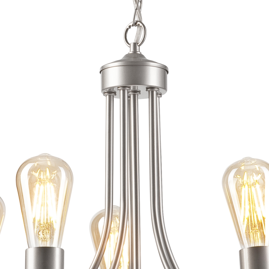 Lámpara colgante con cadena GINA 5xE27/60W/230V cromo mate