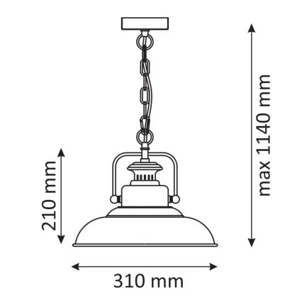 Lámpara colgante con cadena ICELAND 1xE27/20W/230V