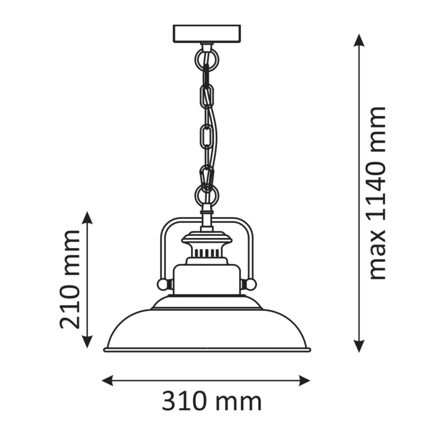 Lámpara colgante con cadena ICELAND 1xE27/20W/230V