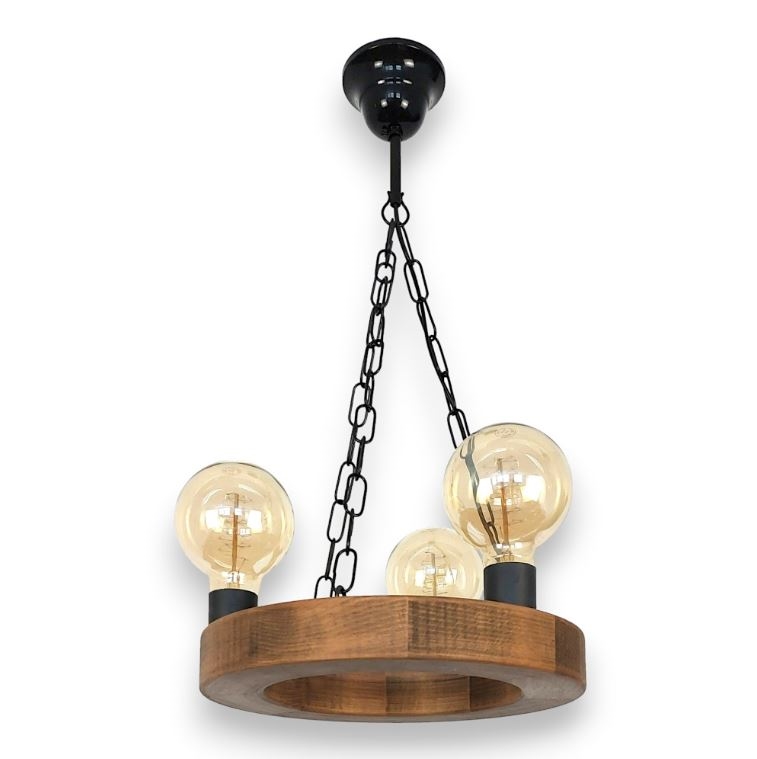 Lámpara colgante con cadena IOS 3xE27/60W/230V diá. 30 cm haya - FSC Certificado