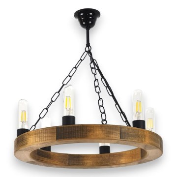 Lámpara colgante con cadena IOS 6xE27/60W/230V diá. 50 cm haya - FSC Certificado