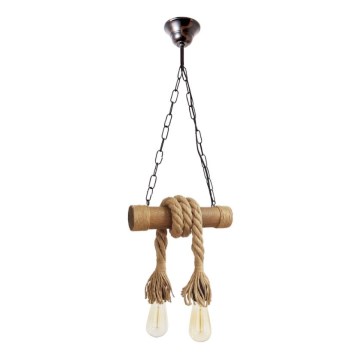 Lámpara colgante con cadena KOS 2xE27/60W/230V haya - FSC Certificado