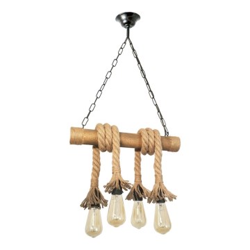Lámpara colgante con cadena KOS 4xE27/60W/230V haya - FSC Certificado