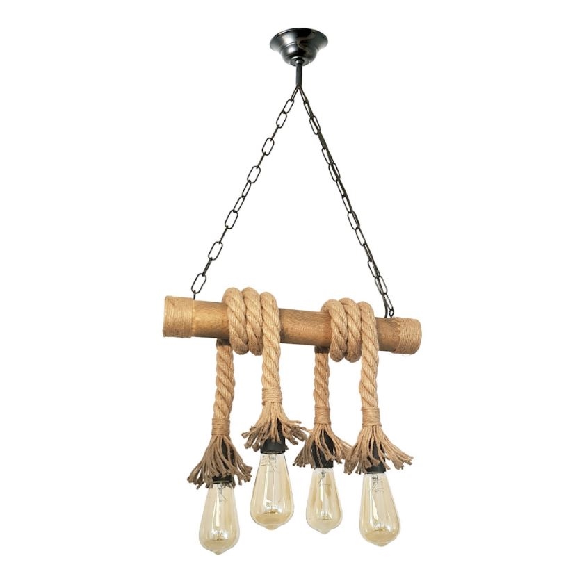 Lámpara colgante con cadena KOS 4xE27/60W/230V haya - FSC Certificado