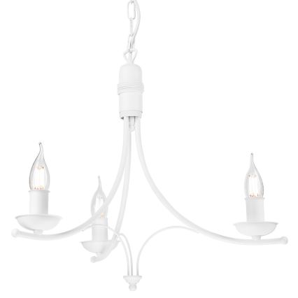 Lámpara colgante con cadena LUCY 3xE27/60W/230V blanco