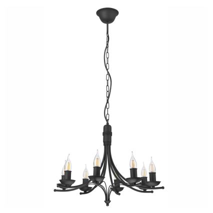 Lámpara colgante con cadena LUCY 8xE27/60W/230V negro