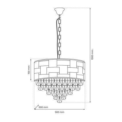 Lámpara colgante con cadena LUXURIA 9xE14/40W/230V dorado