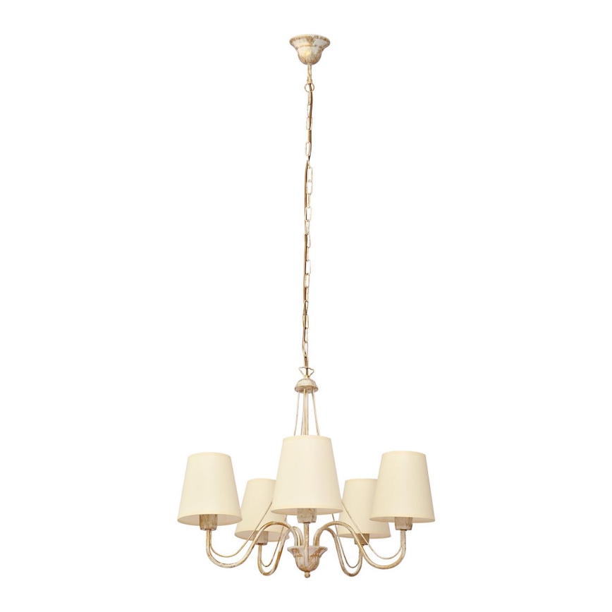 Lámpara colgante con cadena MALBO 5xE27/15W/230V beige