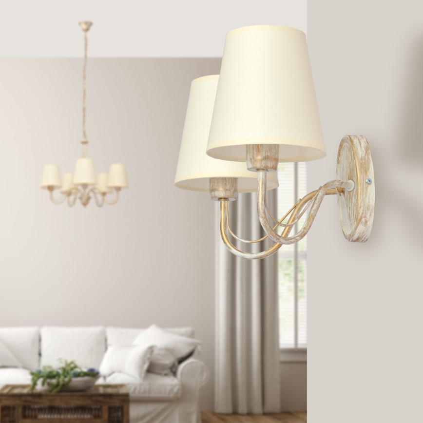 Lámpara colgante con cadena MALBO 5xE27/15W/230V beige