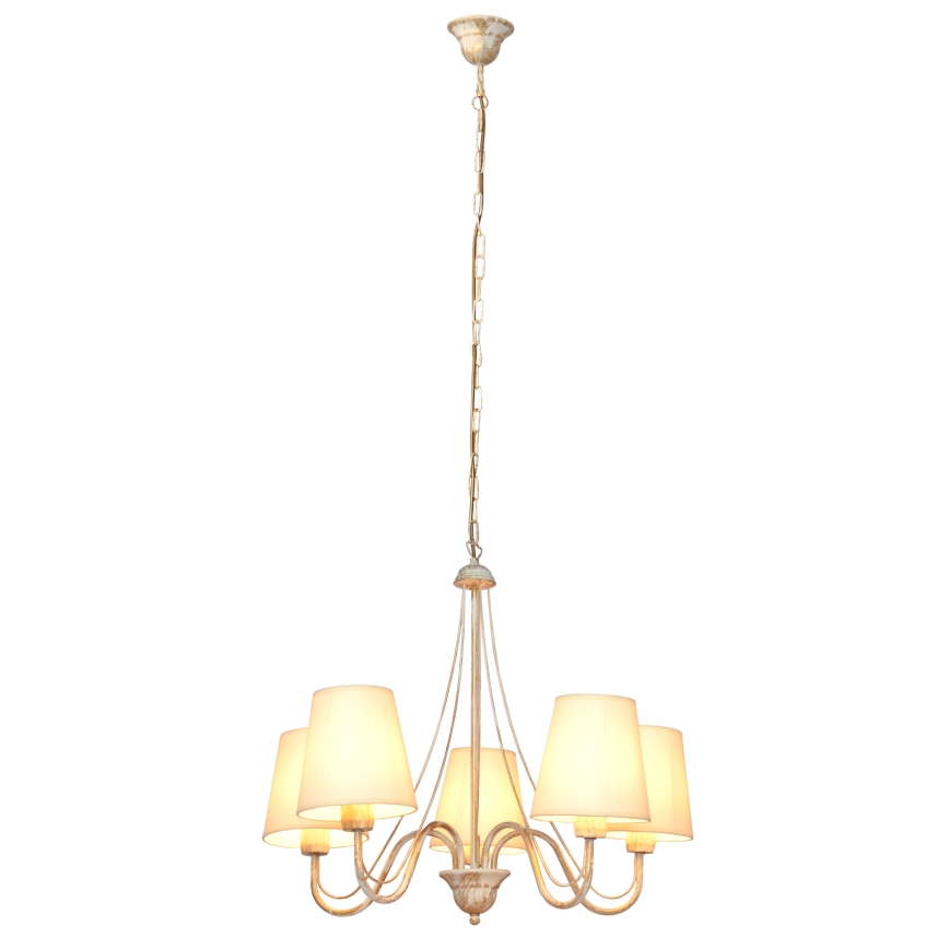 Lámpara colgante con cadena MALBO 5xE27/15W/230V beige