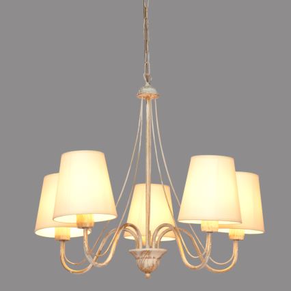 Lámpara colgante con cadena MALBO 5xE27/15W/230V beige