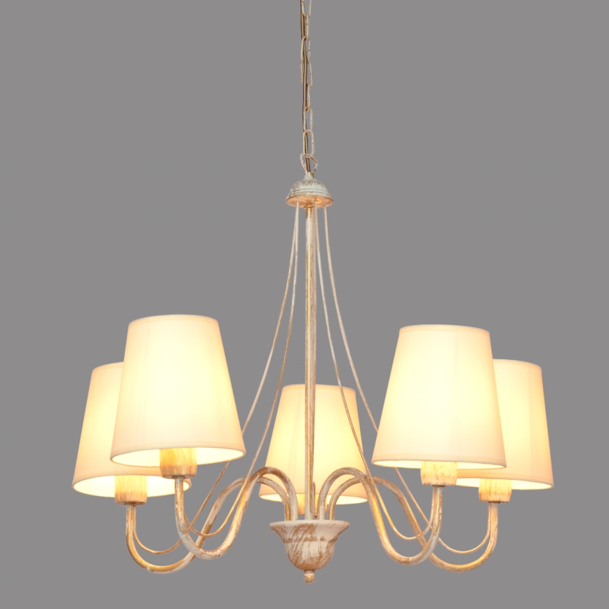Lámpara colgante con cadena MALBO 5xE27/15W/230V beige