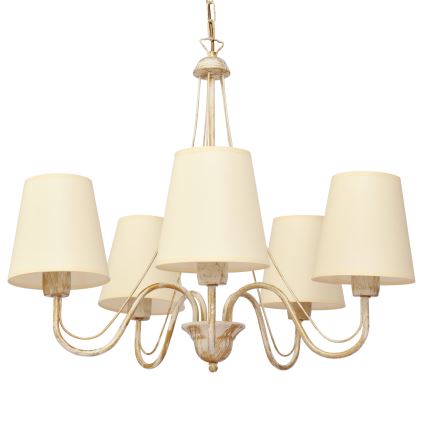 Lámpara colgante con cadena MALBO 5xE27/15W/230V beige