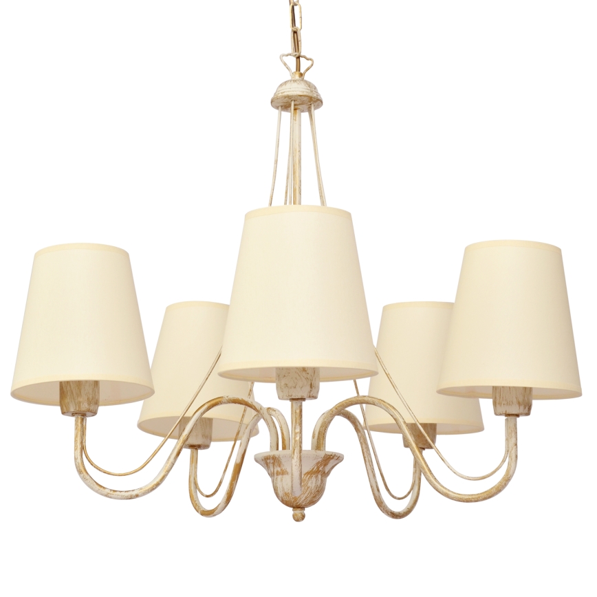 Lámpara colgante con cadena MALBO 5xE27/15W/230V beige
