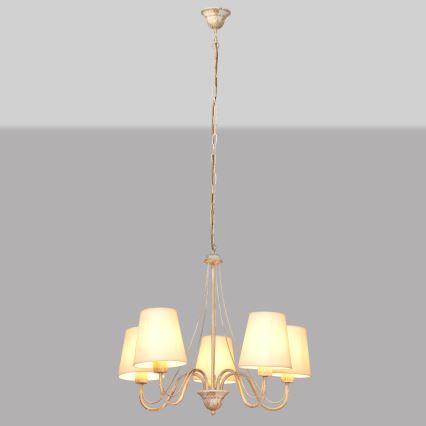Lámpara colgante con cadena MALBO 5xE27/15W/230V beige