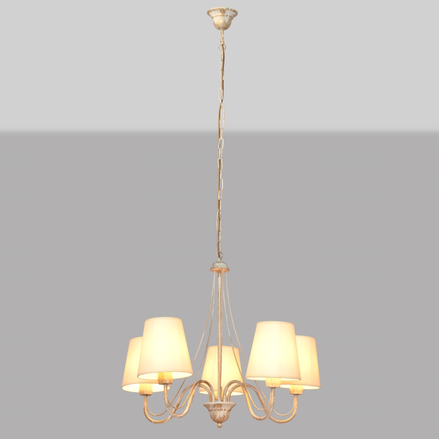 Lámpara colgante con cadena MALBO 5xE27/15W/230V beige