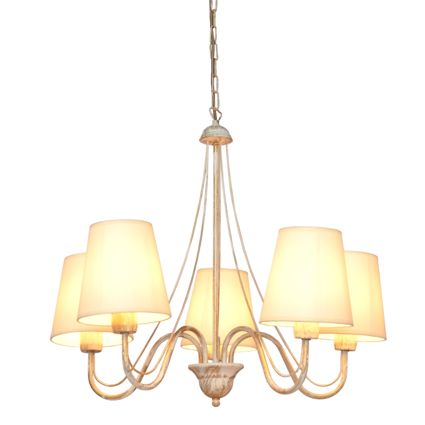 Lámpara colgante con cadena MALBO 5xE27/15W/230V beige
