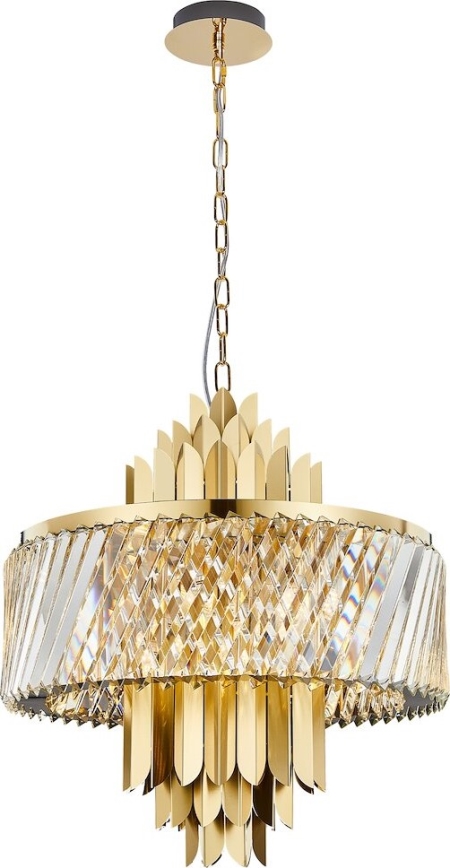 Lámpara colgante con cadena MARGOT 9xE14/40W/230V diá. 55 cm dorado