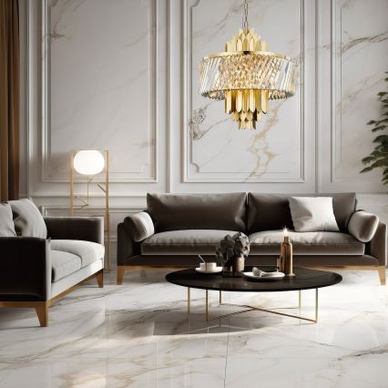 Lámpara colgante con cadena MARGOT 9xE14/40W/230V diá. 55 cm dorado