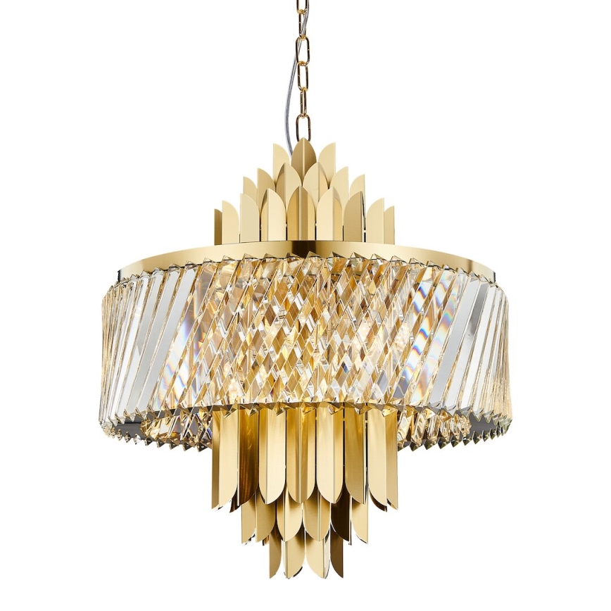 Lámpara colgante con cadena MARGOT 9xE14/40W/230V diá. 55 cm dorado