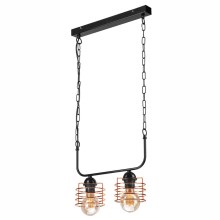 Lámpara colgante con cadena MORGAN 2xE27/60W/230V negro/cobre
