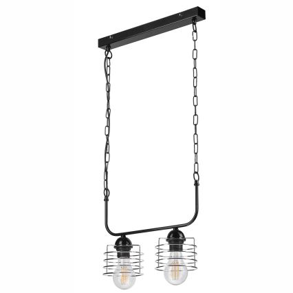Lámpara colgante con cadena MORGAN 2xE27/60W/230V negro/cromo