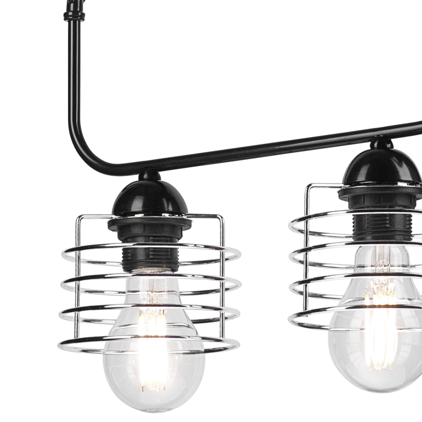 Lámpara colgante con cadena MORGAN 2xE27/60W/230V negro/cromo