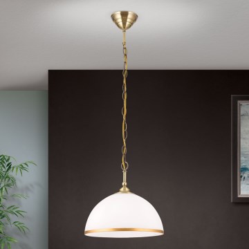 Lámpara colgante con cadena OLD LAMP 1xE27/40W/230V diá. 30 cm blanco/latón
