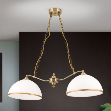 Lámpara colgante con cadena OLD LAMP 2xE27/40W/230V blanco/latón