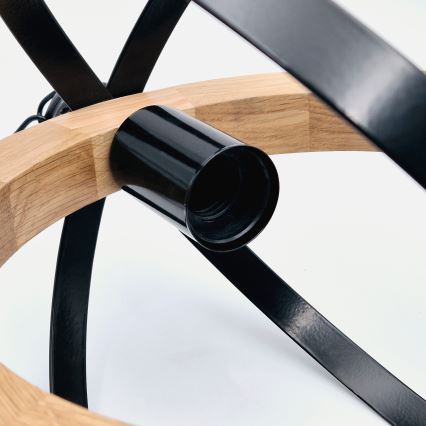 Lámpara colgante con cadena ONDA 1xE27/15W/230V negro/roble
