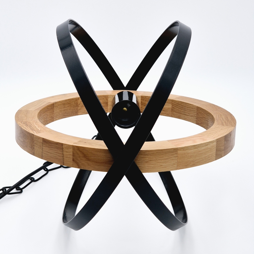 Lámpara colgante con cadena ONDA 1xE27/15W/230V negro/roble