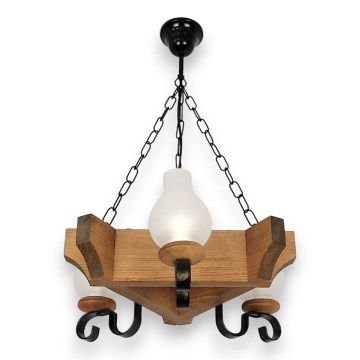 Lámpara colgante con cadena QUEEN 3xE14/40W/230V haya - FSC Certificado