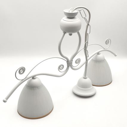 Lámpara colgante con cadena RETRO 2xE27/60W/230V blanco mate