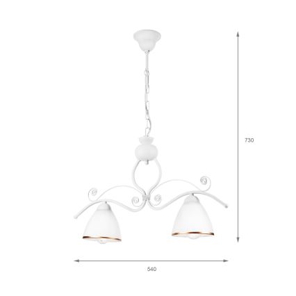 Lámpara colgante con cadena RETRO 2xE27/60W/230V blanco mate