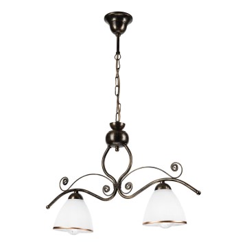 Lámpara colgante con cadena RETRO 2xE27/60W/230V bronce/pátina