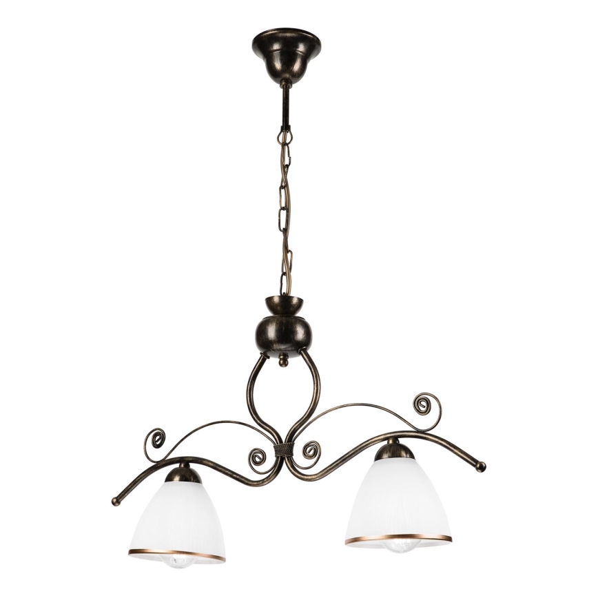 Lámpara colgante con cadena RETRO 2xE27/60W/230V bronce/pátina