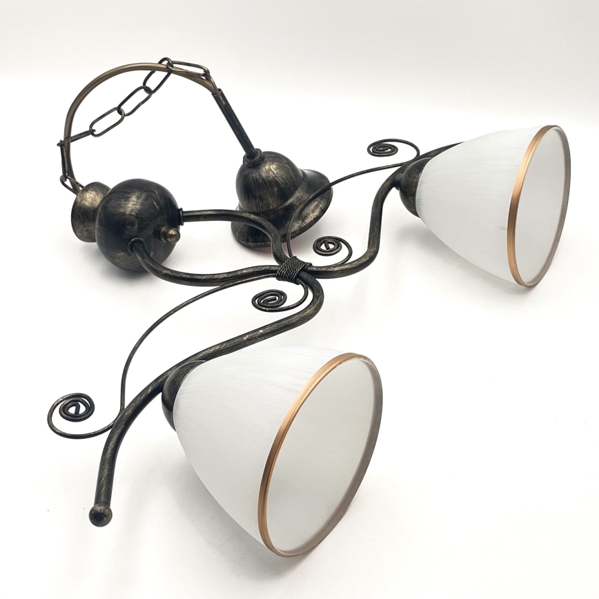Lámpara colgante con cadena RETRO 2xE27/60W/230V bronce/pátina