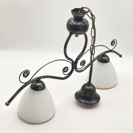 Lámpara colgante con cadena RETRO 2xE27/60W/230V bronce/pátina