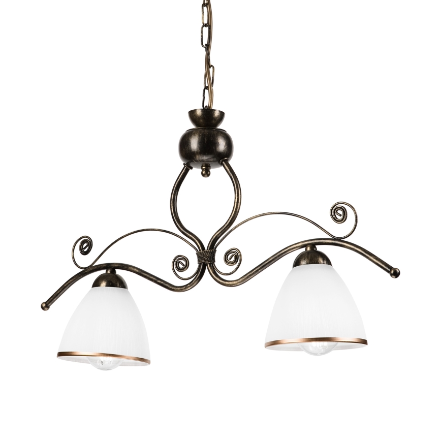 Lámpara colgante con cadena RETRO 2xE27/60W/230V bronce/pátina