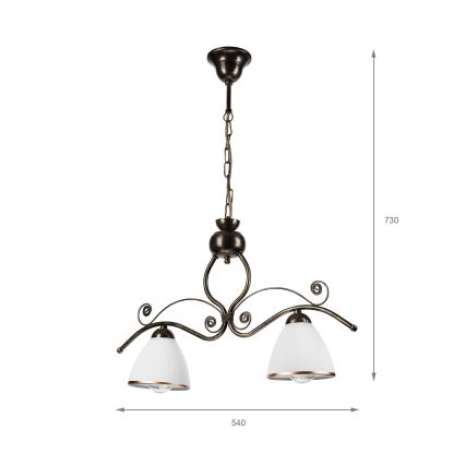 Lámpara colgante con cadena RETRO 2xE27/60W/230V bronce/pátina