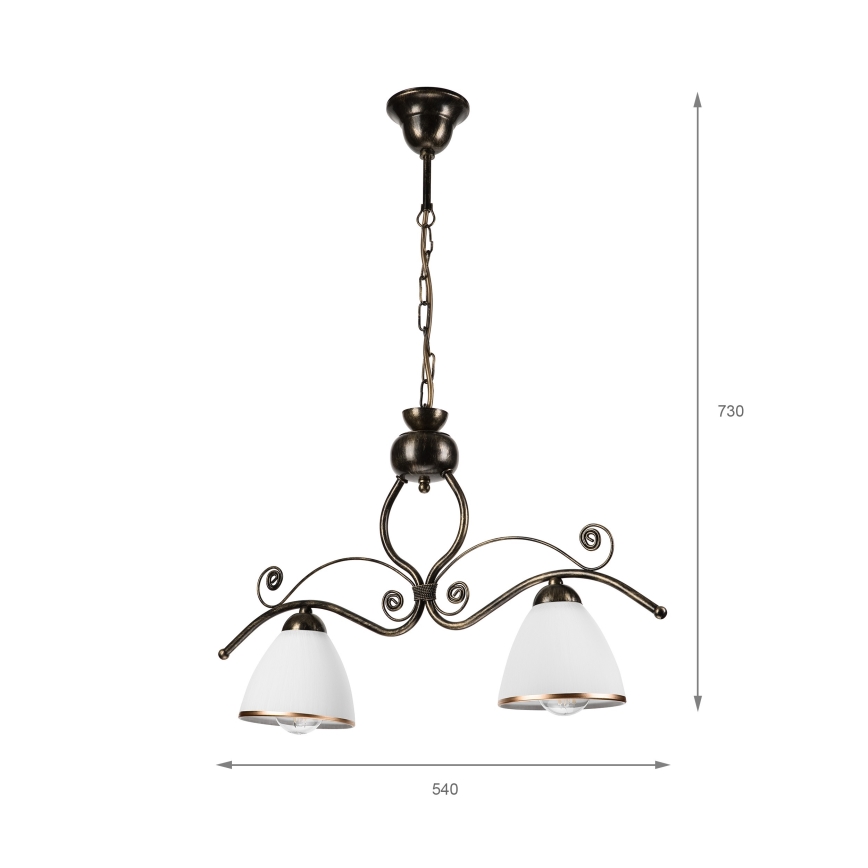 Lámpara colgante con cadena RETRO 2xE27/60W/230V bronce/pátina
