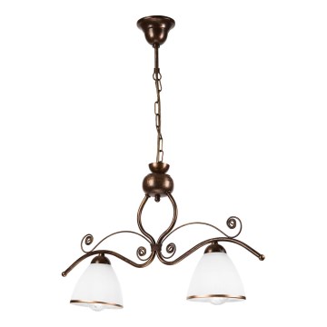 Lámpara colgante con cadena RETRO 2xE27/60W/230V cobre/pátina