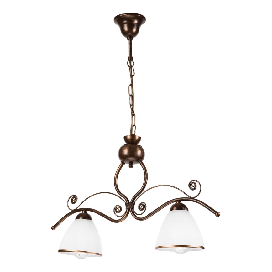 Lámpara colgante con cadena RETRO 2xE27/60W/230V cobre/pátina