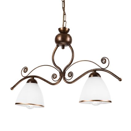 Lámpara colgante con cadena RETRO 2xE27/60W/230V cobre/pátina