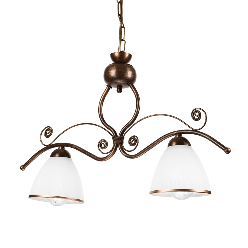 Lámpara colgante con cadena RETRO 2xE27/60W/230V cobre/pátina