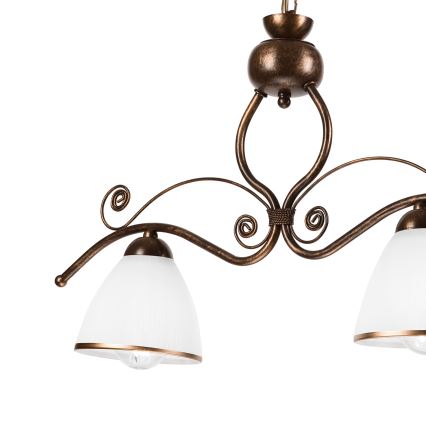 Lámpara colgante con cadena RETRO 2xE27/60W/230V cobre/pátina