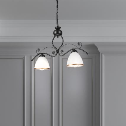 Lámpara colgante con cadena RETRO 2xE27/60W/230V negro