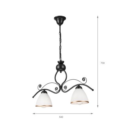 Lámpara colgante con cadena RETRO 2xE27/60W/230V negro